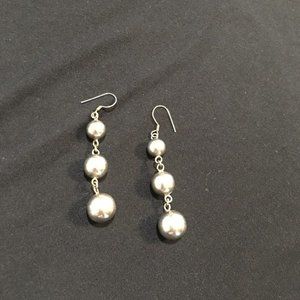 Silver metal ball earrings